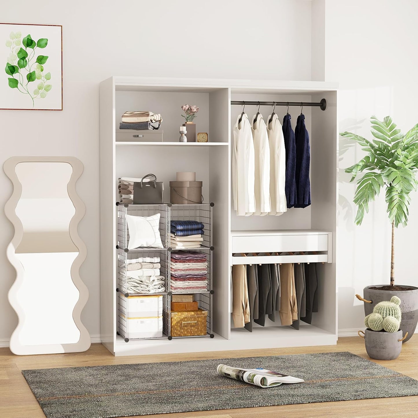 C&AHOME Wire Cube Storage, 6 - Cube Organizer Metal C Grids, Modular Shelves Units, Storage Bins Shelving, Closet Organizer, Ideal for Home, Office, Living Room, 36.6”L x 12.4”W x 36.6”H Black