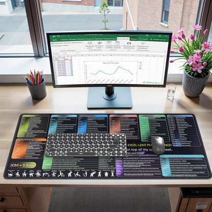 iCasso Desk Cover Mat, Office Mouse Pad, Desk Protector Mat, Extra Large Matt for Desktop,Anti-Slip XXL Big Mousepad with Stitched Edges for Computer Keyboard Retro Black - Colors B