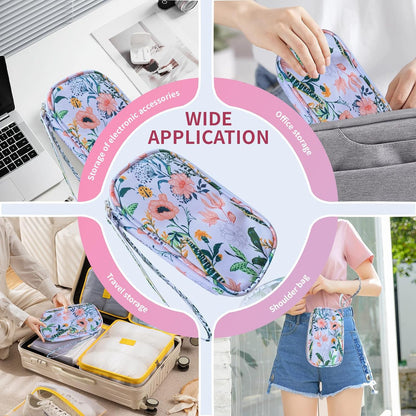 Electronics Organizer Travel Case, Cable Organizer Travel Essentials Tech Pouch,Suitable for Charger, Cable, Phone，Flash Drive,Bohemian leaves