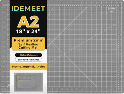 Premium Self Healing Cutting Mat 18'' x 12'', A3 Non-slip Sewing Mat for Quilting, 5-Ply Rotary Cutting Board Double-Sided for Crafts Cutting Fabric Scrapbooking Modeling Projects, Anthracite Gray