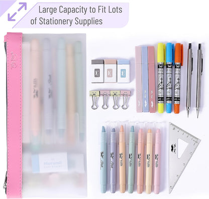 Mr. Pen- Clear Pencil Pouch, 8.50"x4.25", 3 Pack, Durable TPU Material, Medium Water-Resistant Pencil Bags with Smooth Zipper, Multipurpose Clear Pouch for Stationery, School, Office, Travel Supplies