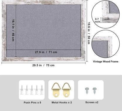 Cork Board Bulletin Board, 11.8x8.6 inches Mini Decorative Hanging Framed Cork Boards for Walls, Pin Board Vision Board for School Home Office, Bulletin Board with Wooden Frame(2230,WH,1p)