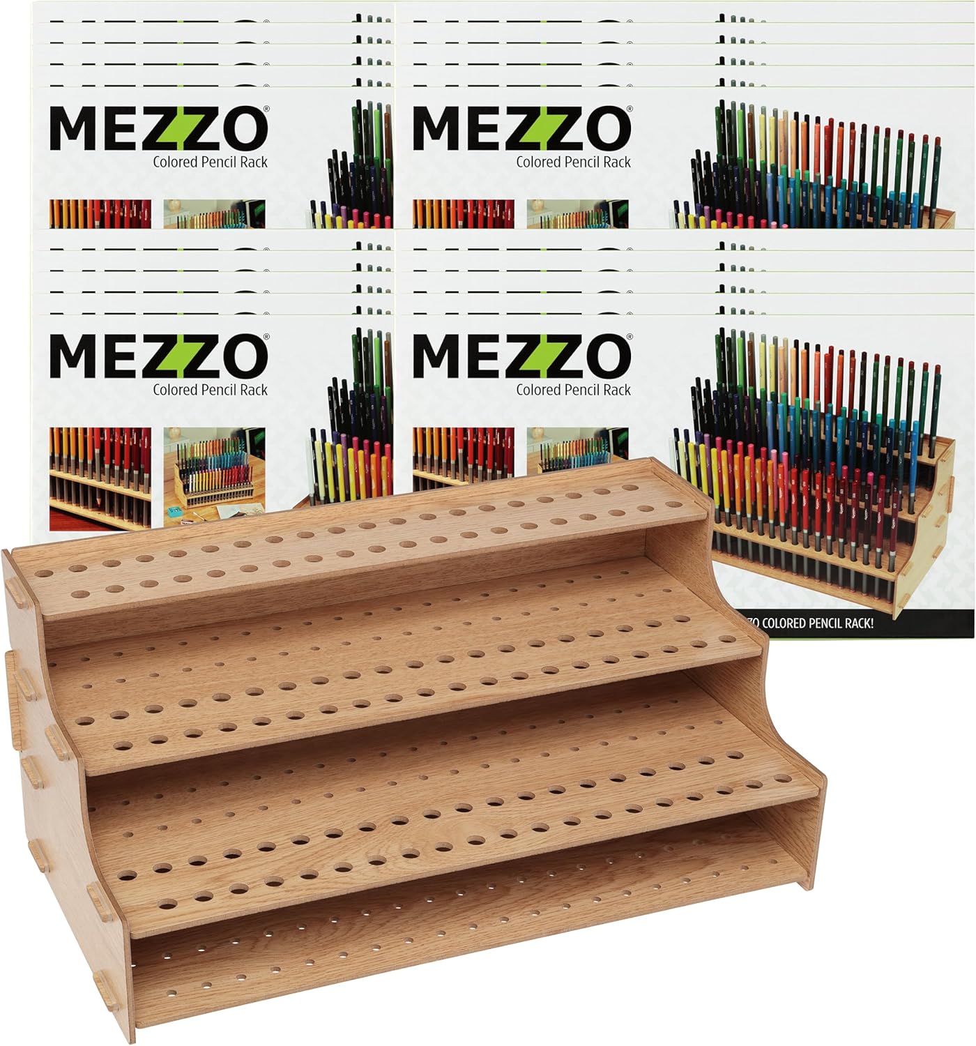 HG Art Concepts Mezzo Artist Drawing Rack - Wood Grain Laminate Multi Layer Desk Stand Professional Storage Display Organizer for Pens, Pencils, Drafting and all other Drawing Tools