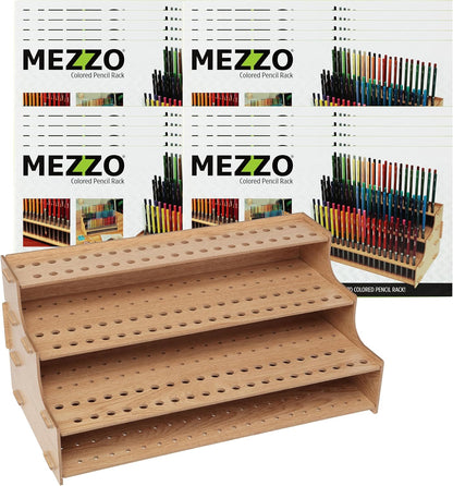 HG Art Concepts Mezzo Artist Drawing Rack - Wood Grain Laminate Multi Layer Desk Stand Professional Storage Display Organizer for Pens, Pencils, Drafting and all other Drawing Tools