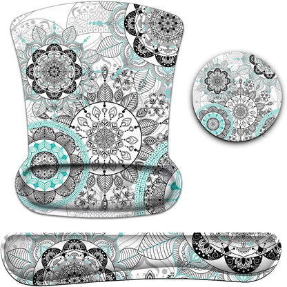 Mouse Pad with Wrist Support, Ergonomic Gel Mouse Pad Beautiful Flowers,Non-Slip Durable, Memory Foam Keyboard Wrist Rest, Suitable for Office Typing Games, Pink Hyacinths on Wood Panel