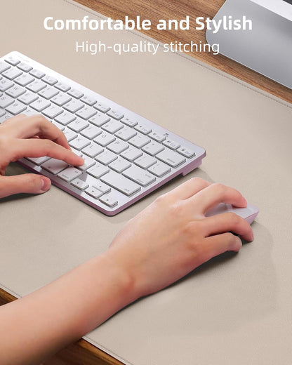 AFIING Desk Pad Protector 23.6" x 13.7" - Non-Slip Waterproof PU Leather Desk Mat for Mouse, Keyboard, Laptop, Office and Home Workspace (Beige)