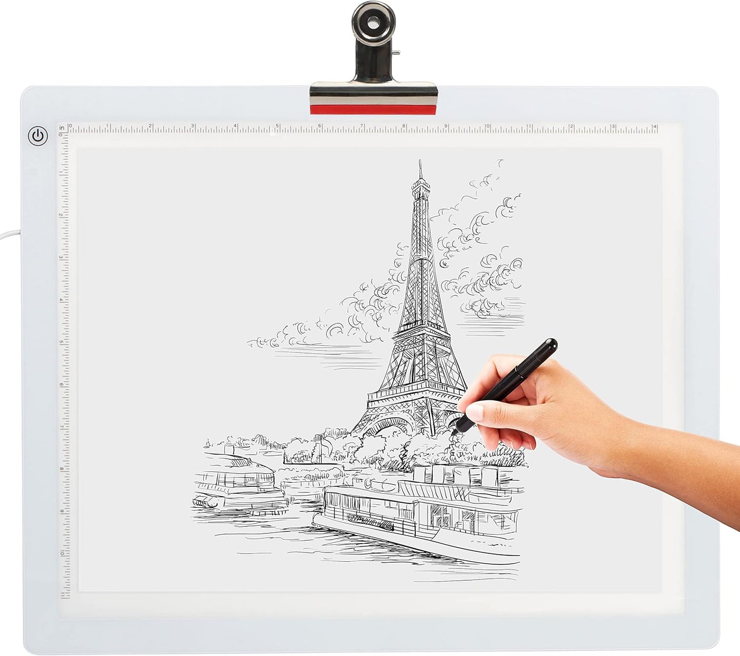 LED Tracing Light Box, 19" Ultra-Thin Light Pad with Adjustable Brightness, Includes USB Cable, Adapter, Paper, and Clip. Portable Drawing Board for Sketching, Cricut Projects, and More