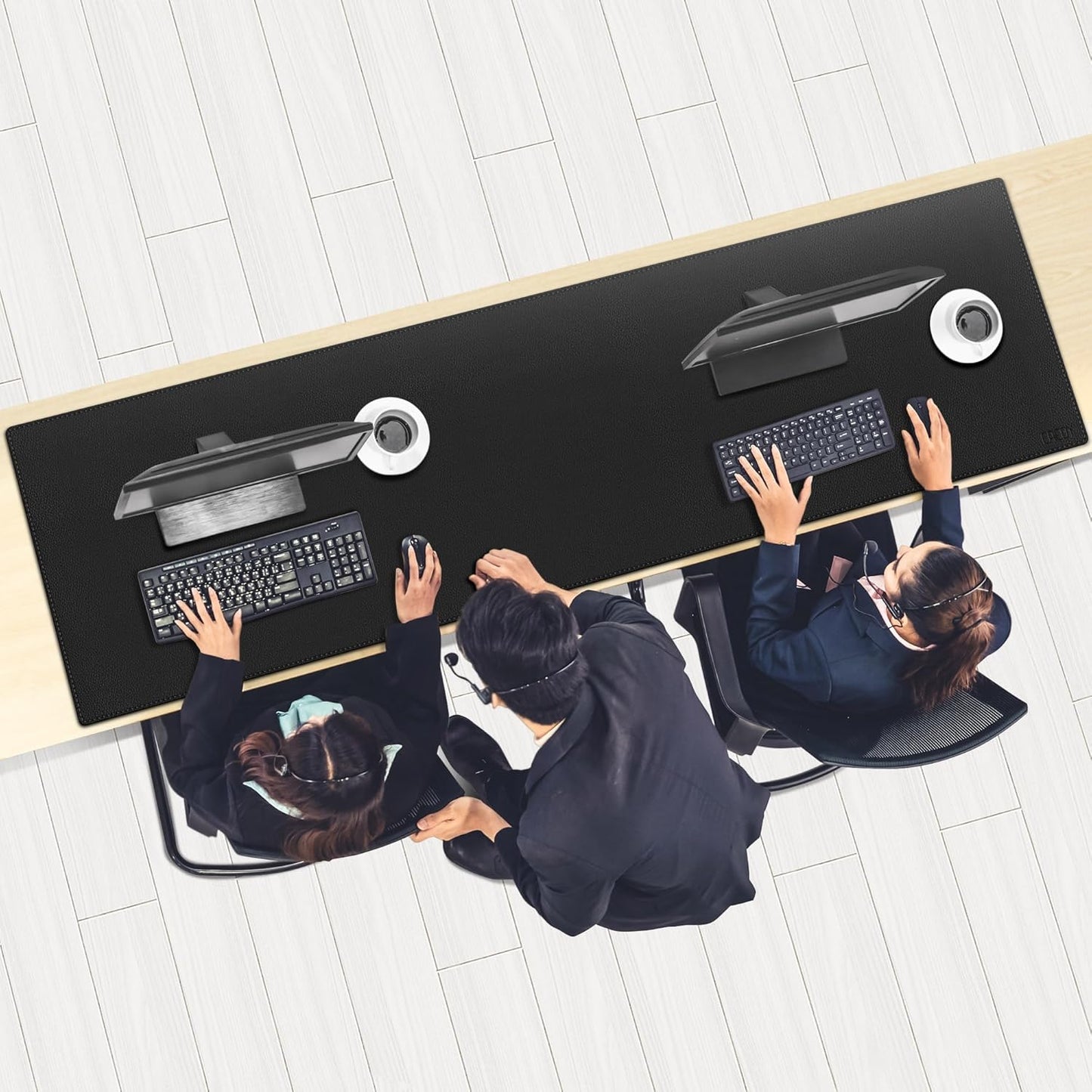 Cacoy 36" x 20" Leather Desk Mat for Home Office, Extra Large PU Leather Desk Pad Blotters, Waterproof Computer Keyboard Mat, Extended Gaming Mouse Pad, Desk Protector for Desktop and PC Laptop, Black