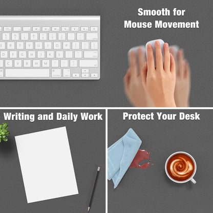 Hsurbtra Desk Pad, 23.6" x 13.8" PU Leather Desk Mat, M Extended Mouse Pad, Waterproof Desktop Blotter Protector, Non-Slip Ultra Thin Small Laptop Keyboard Writing Mat for Office Home, Pink