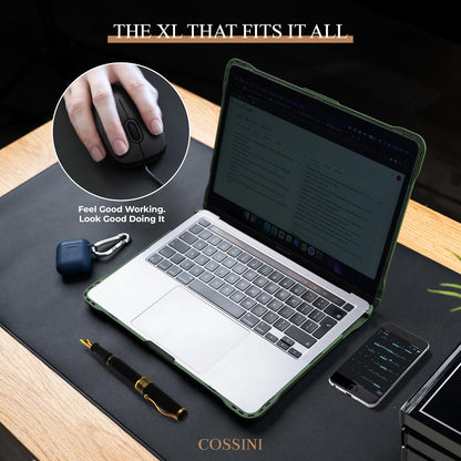Cossini XL Desk Pad - Large Vegan Leather Desk Mat (17 x 36) - Buttery Smooth Writing, Damage Blocking, Non-Slip, Waterproof - Home Office Computer Desk Protector Blotter Laptop Keyboard Mouse Pad