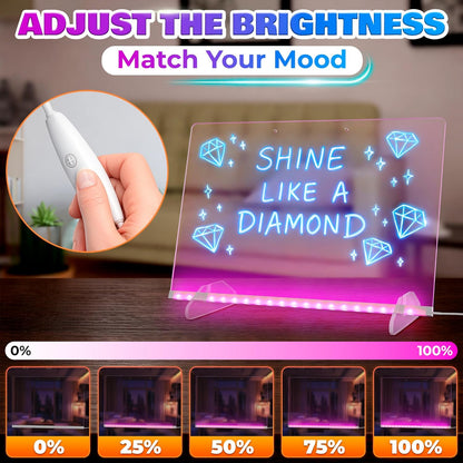 Upgraded 16-Inch LED Drawing Board Rechargeable – 7 Colors, 10 Lighting Effects, Adjustable Brightness – Acrylic Light Board for Tracing with Stand, Markers & Complete Set – Birthday Gift Idea (Black)