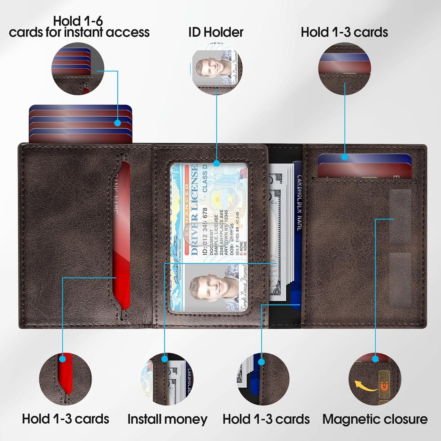 GAOCHALE Mens Wallet for Samsung Smarttag2 Pop up Card Holder Compatible with Samsung Tag RFID Blocking Wallet for Men 10-14 Card Capacity | ID Window | Cash Slot(Carbon)