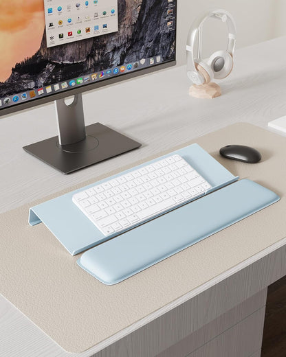 Laborio Computer Keyboard Stand for Desktop, Keyboard Riser Wrist Rest Holder for Easy Typing, Office Desk, Home, School Accessories(Coffee)