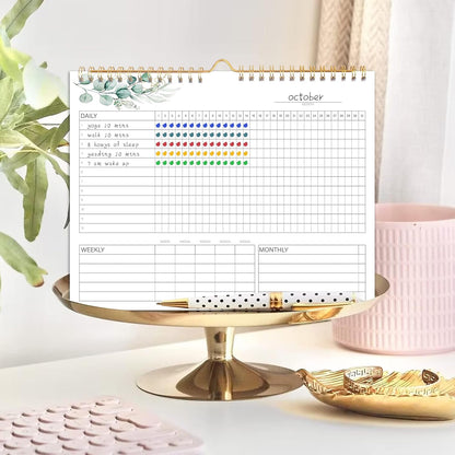 Habit Tracker Calendar- 12 Months Undated Daily, Weekly & Monthly Habit Tracker Journal, Writable Habits Track Calendar for Goal Setting, Boost Productivity, Workout Motivation & Self Care Tool