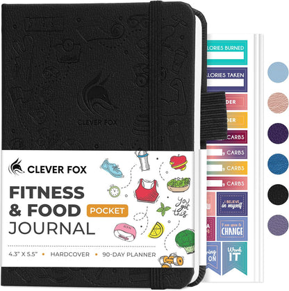 Clever Fox Fitness & Food Journal – Nutrition & Workout Planner for Women & Men – Diet & Gym Exercise Log Book with Calendars, Diet & Training Trackers - Undated, A5 Size, Hardcover (Forest Green)