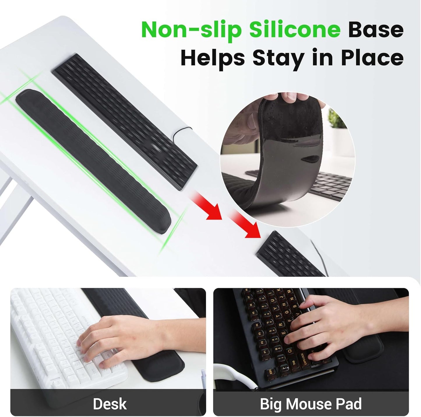 MEKASS Keyboard Wrist Rest, Soft Memory Foam Wrist Support for Keyboard, Keyboard Hand Rest Pad for Wrist Pain Relief, Keyboard Wrist Guard for Long Hours of Work, Gaming, Studying（Classic Black）