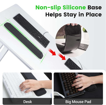 MEKASS Keyboard Wrist Rest, Soft Memory Foam Wrist Support for Keyboard, Keyboard Hand Rest Pad for Wrist Pain Relief, Keyboard Wrist Guard for Long Hours of Work, Gaming, Studying（Classic Black）