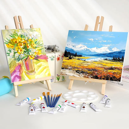 ESRICH 24 Pack 11.8" Wood Easels,Tabletop Easel for Painting,Painting Party, Displaying Canvases, Kids Student Table School Desktop, Portable Canvas Photo Picture Sign Holder
