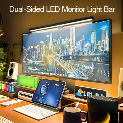 Dual-Sided Screen Light Bar, RGB Atmosphere Backlight & 3 Color Temperatures, Touch Control Non-Magnetic Lamp for Low-Light Eye Care