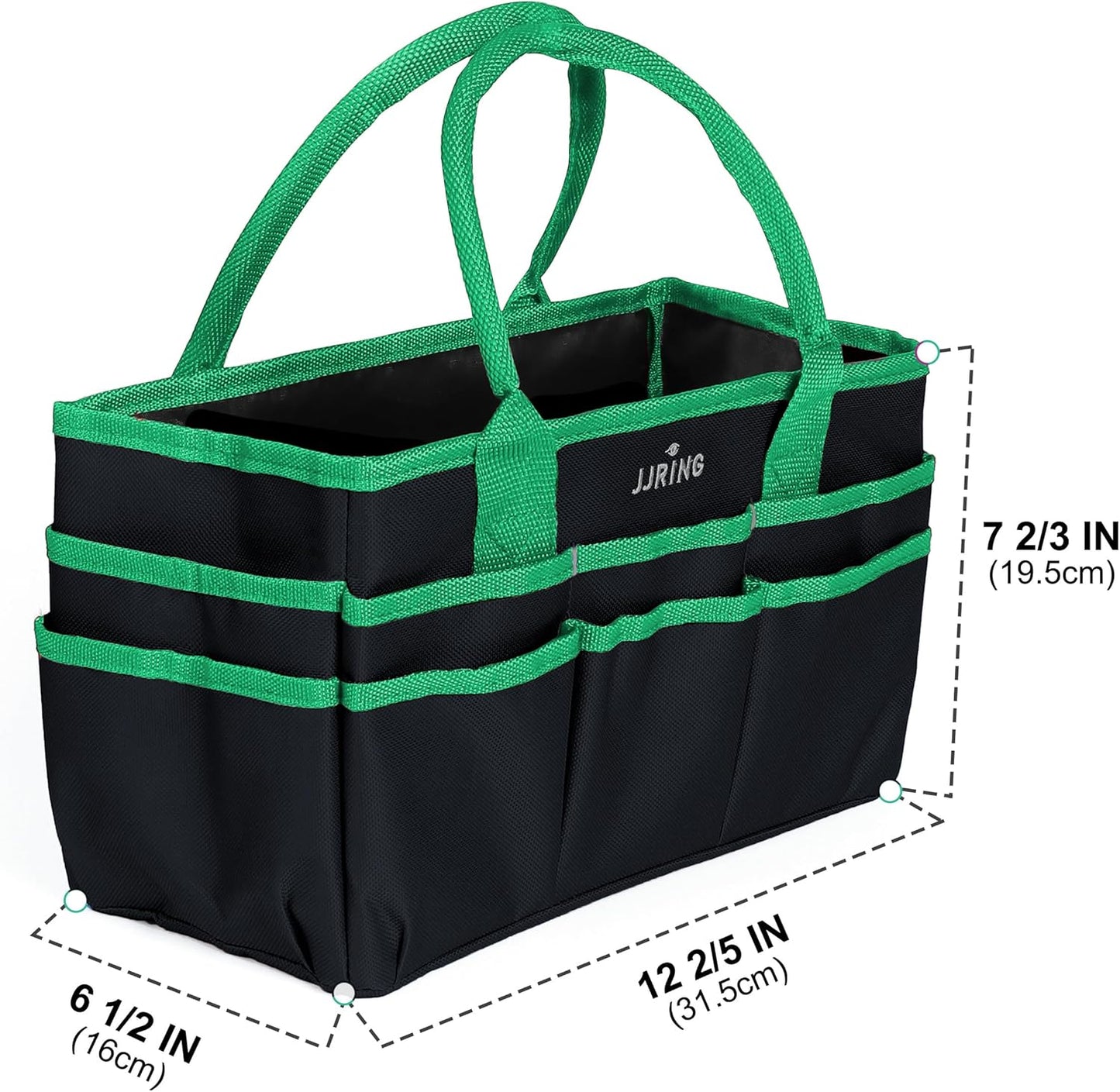 Jjring Craft and Art Organizer Tote Bag - 600D Silver Nylon Fabric Art Caddy with Pockets - for Art, Craft, Sewing, Medical, and Office Supplies Storage