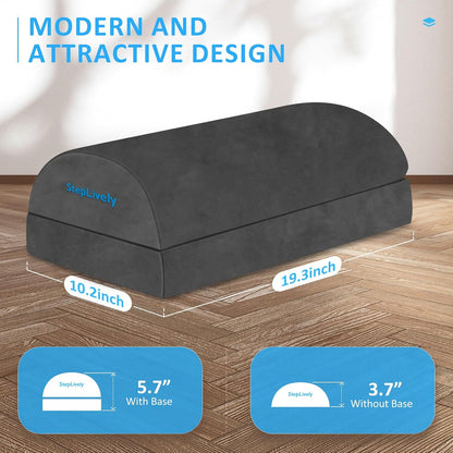 StepLively Foot Rest for Under Desk at Work, Comfortable Foot Stool with 2 Adjustable Heights, Footrest with Washable Cover, for Back & Hip Pain Relief, Suitable for Office, Home and Car (Black)