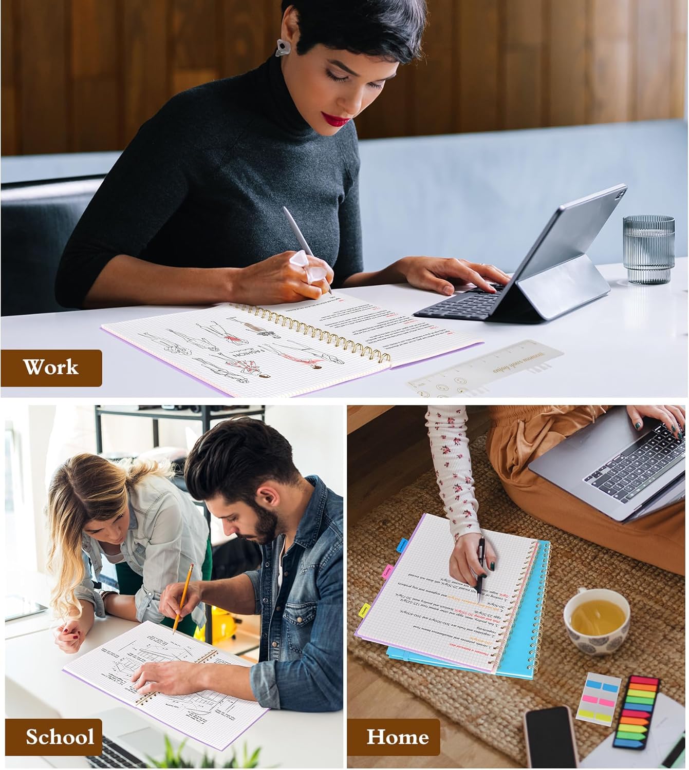Dotted Notebook, Spiral Notebook Journal 8.5” x 11”, A4 Large Dot Grid Notebooks for Women Men, 100 GSM Dotted Paper, Plastic Hardcover Spiral Bullet Journals for Work School Sketching, Green