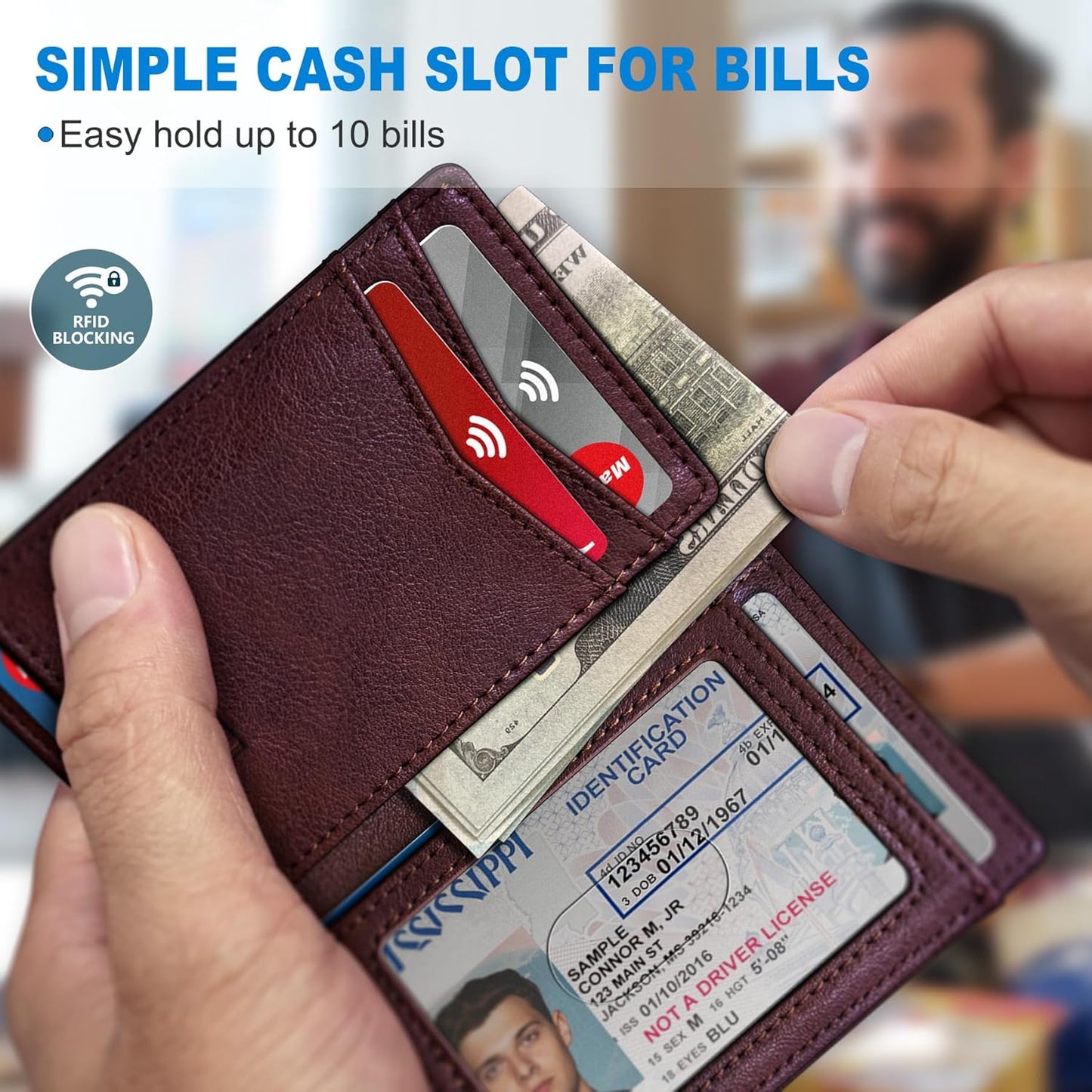 miyozi Airtag Slim Leather Wallet for Men - 12-Card Capacity, Magnetic Closure, Money Clip & Simplified Bill Compartment, RFID Blocking (4.3" x 3.0") | Gift Boxed