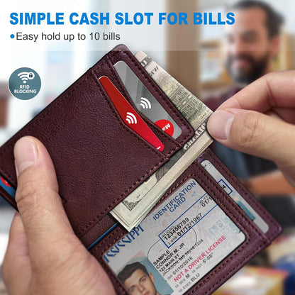 miyozi Airtag Slim Leather Wallet for Men - 12-Card Capacity, Magnetic Closure, Money Clip & Simplified Bill Compartment, RFID Blocking (4.3" x 3.0") | Gift Boxed