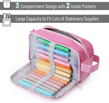 Mr. Pen- High Capacity Pencil Case, Large Pencil Pouch with 3 Compartments and 2 Pockets, Large Pencil Bag with Smooth Zipper, Cute Pencil Case Pouch Organizer, School Supplies for Teens
