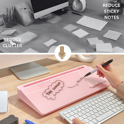 GAROOD Desktop Whiteboard with Storage Desk White Board Desk Board Glass White Board with Stand Home Office Organizer Phone Holder 15.8X7X2 inches