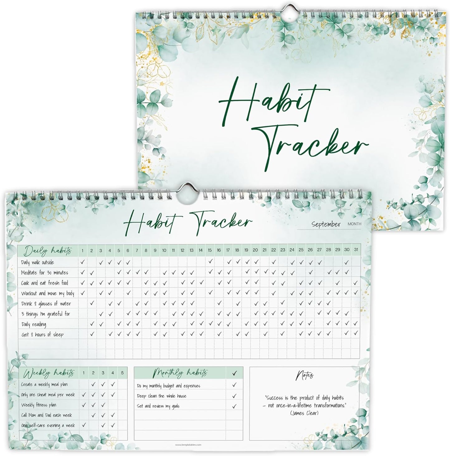 Habit Tracker Calendar – Daily, Weekly & Monthly Habit & Goal Tracker, Wire-Bound Planner with Colorful Design, Premium 250gsm Paper | A5 (Rainbow)