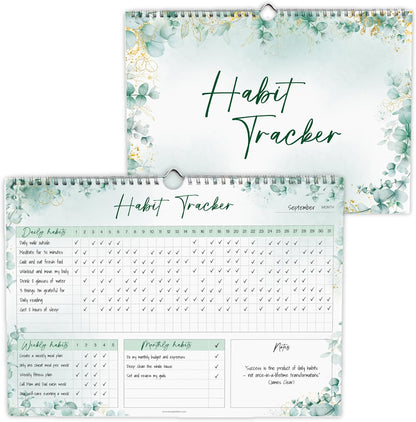Habit Tracker Calendar – Daily, Weekly & Monthly Habit & Goal Tracker, Wire-Bound Planner with Colorful Design, Premium 250gsm Paper | A5 (Rainbow)