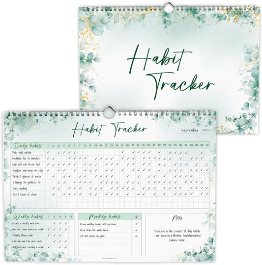 Habit Tracker Calendar – Daily, Weekly & Monthly Habit & Goal Tracker, Wire-Bound Planner with Colorful Design, Premium 250gsm Paper | A5 (Rainbow)