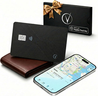 Vantamo Ultra-Thin Wallet Tracker Card, Apple MFi Certified, IP68 Waterproof Bluetooth Smart Card Wallet Tracker & Passport, Works with Apple Find My, Wireless Charging, iOS Only