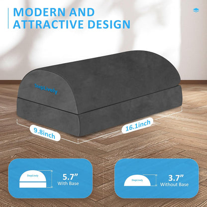 StepLively Foot Rest for Under Desk at Work, Comfortable Foot Stool with 2 Adjustable Heights, Footrest with Washable Cover, for Back & Hip Pain Relief, Suitable for Office, Home and Car (Black)