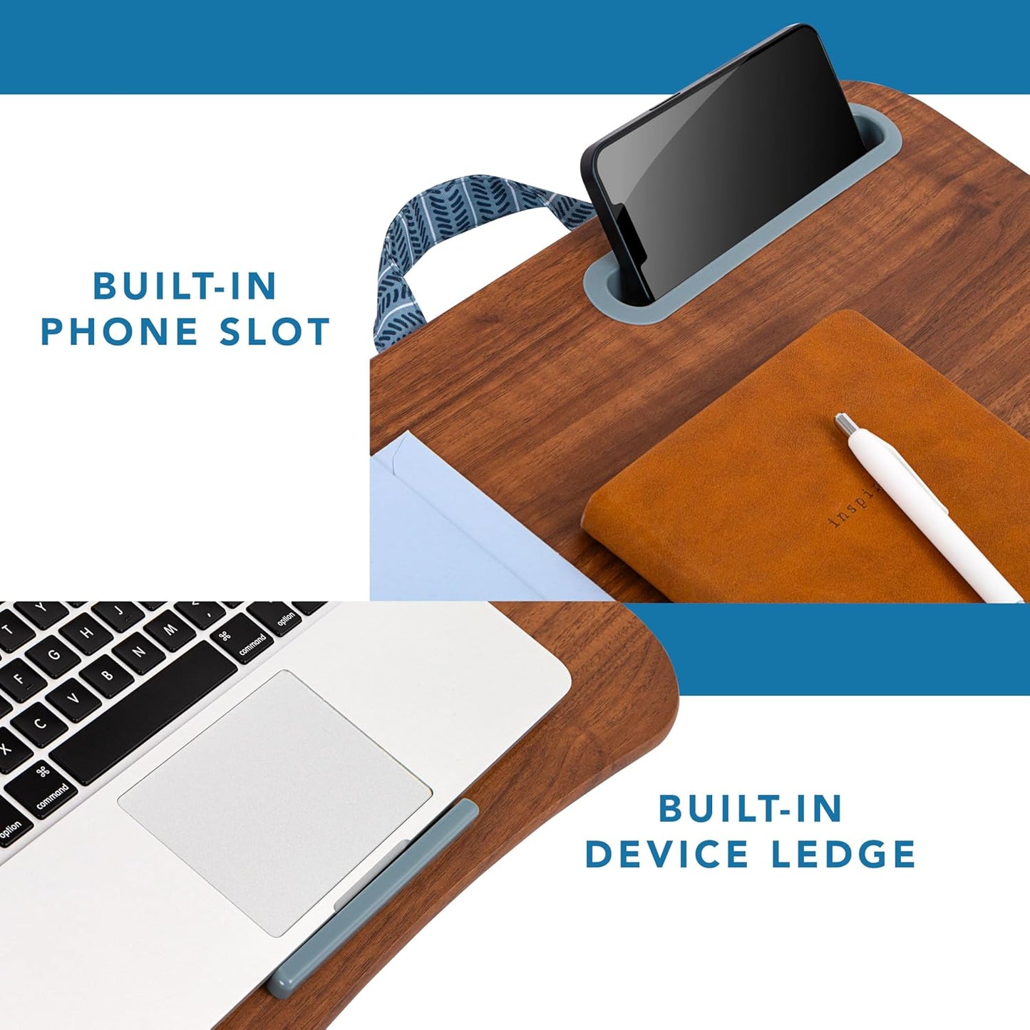 LAPGEAR Designer Lap Desk with Phone Holder and Device Ledge - Arrow Stripes - Fits up to 15.6 Inch Laptops - Style No. 45411