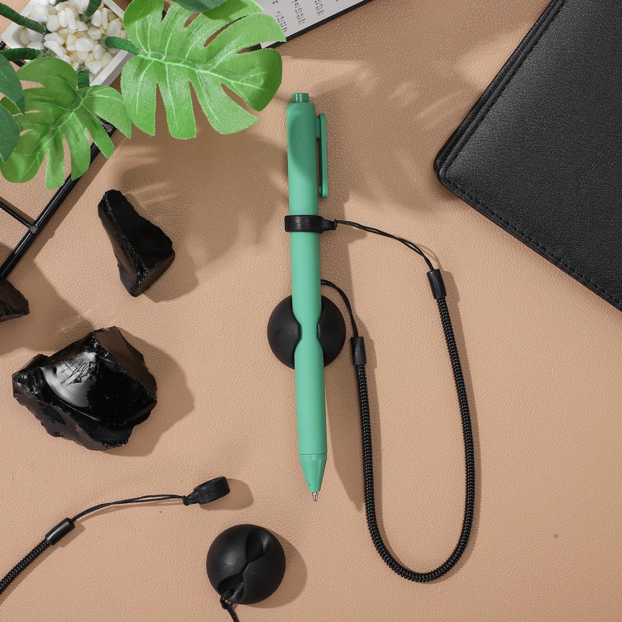 BESPORTBLE 2pcs Retractable Tablet Pen Tether with Elastic Pen Leash and Silicone Holder for Touch Stylus Desk Clipboard Drawing
