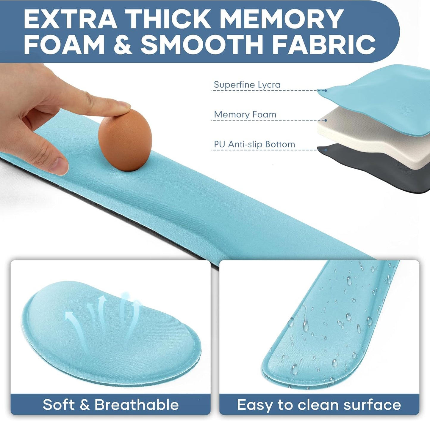 Office Ergonomic Memory Foam Computer Mouse and Keyboard Wrist Rest pad Support Carpal Tunnel, Wrist Rest for Keyboard and Mouse, Wrist Support Set