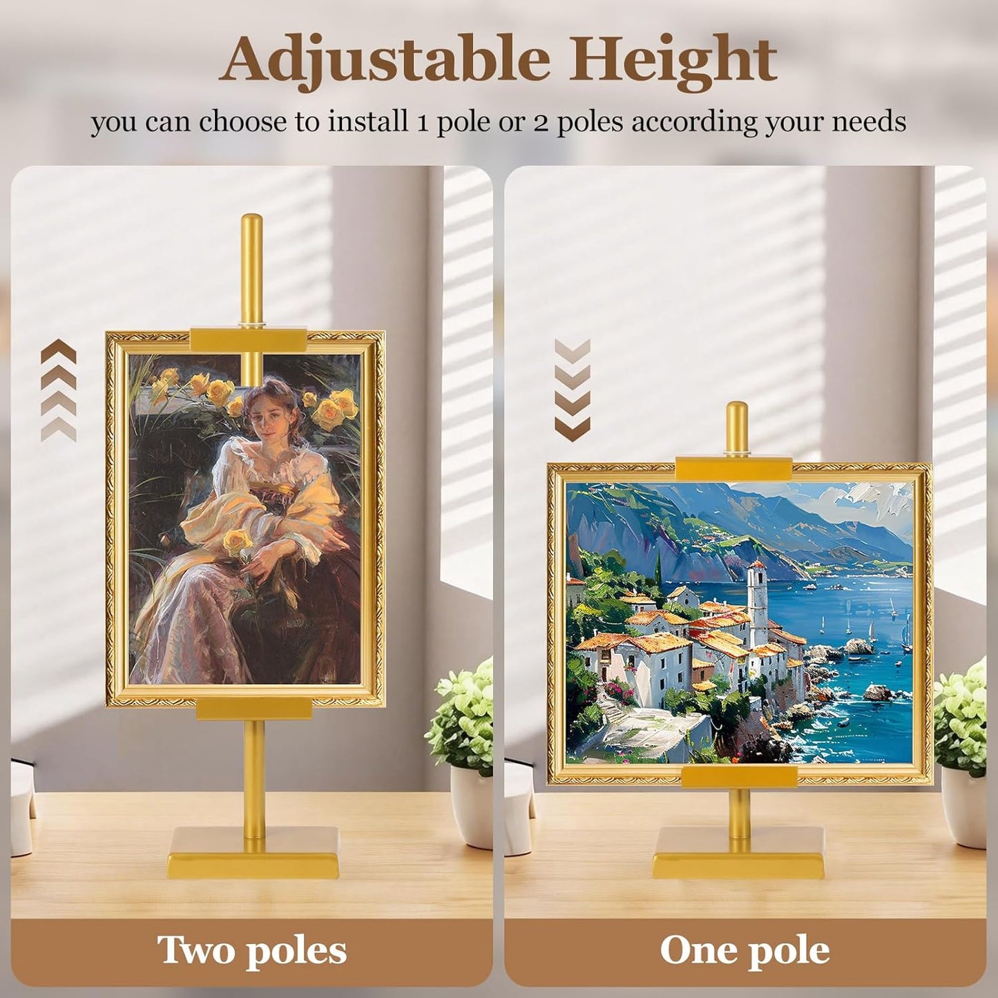 1pcs Adjustable Tabletop Easel Stand for Picture Frames, Picture Easels for Display, Gold Easel, Picture Frame Stand, Adjustable Art Easel.(18inch,Black)
