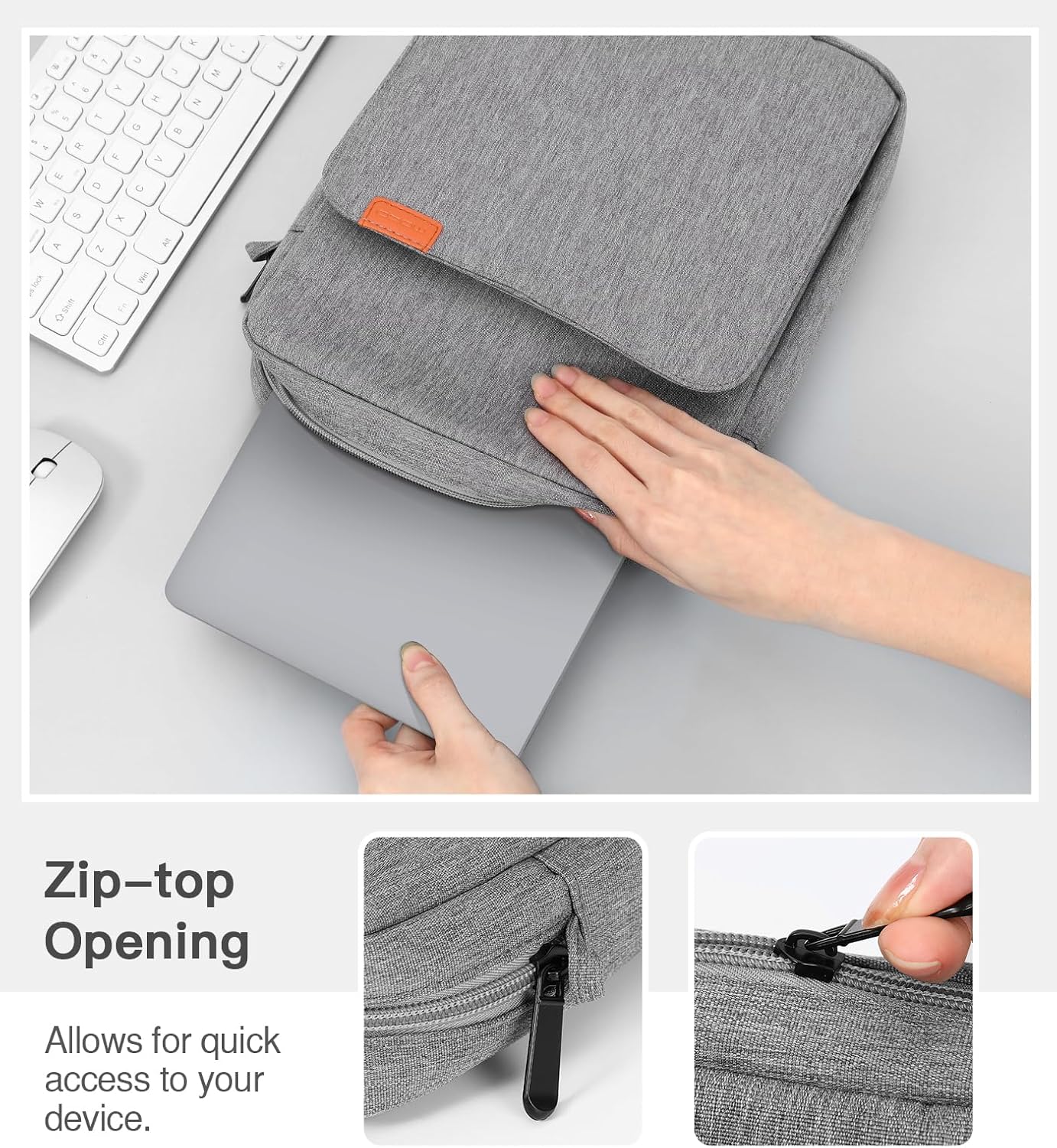 MoKo 13 Inch Tablet Sleeve Bag, Fits with 13 Inch New iPad Pro M5 & Air M4/M3, iPad Pro 12.9 M2&M1,Surface Laptop Go 12.4,Galaxy Tab S8+/S9+ 12.4,Handle Carrying Case with Shoulder Strap,Black &Gray