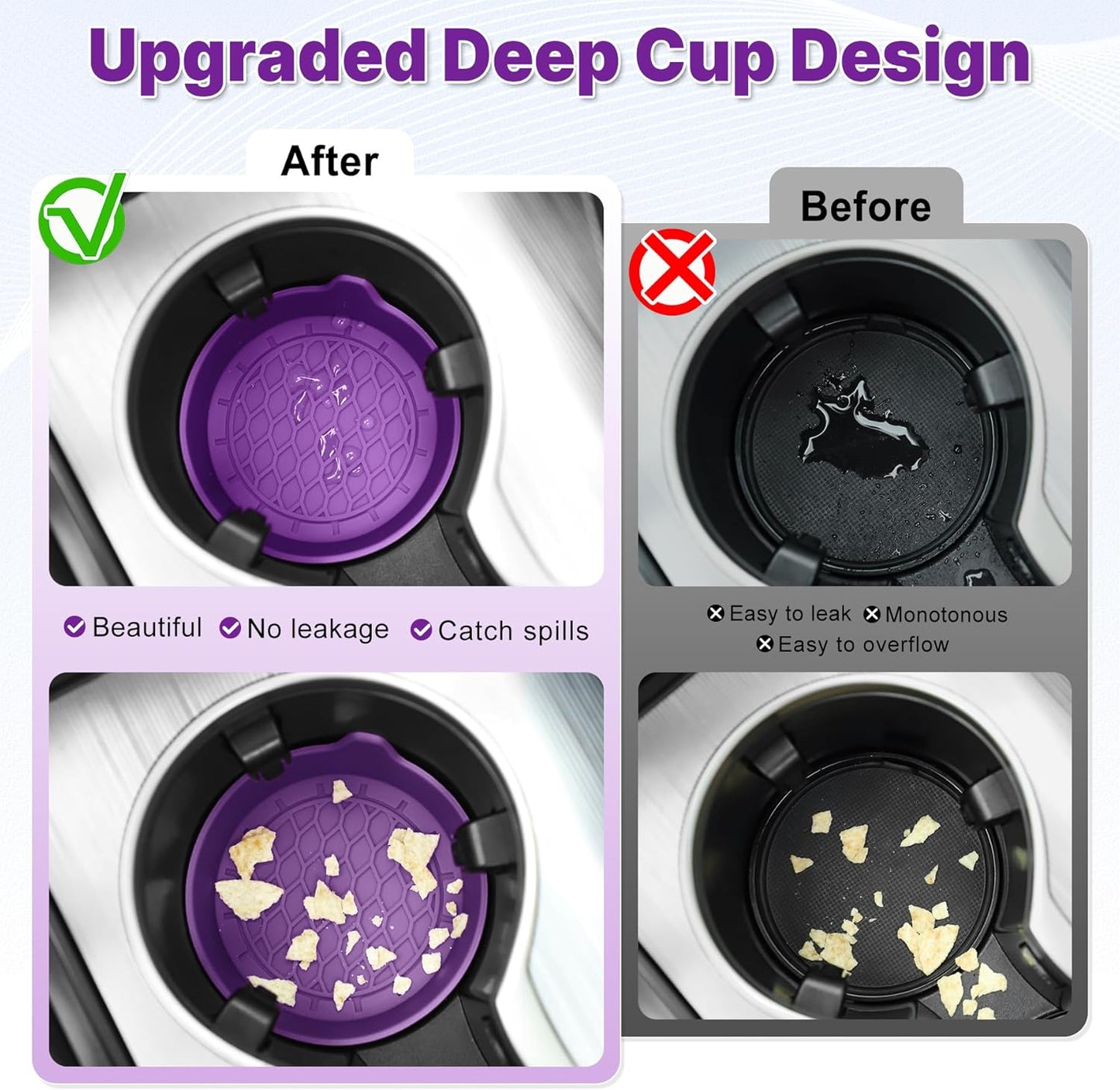 SINGARO Car Cup Holder Coaster, Silicone Cup Holder Insert, Universal Non-Slip Cup Holders, Car Accessories Interior for Women and Man Interior Sets 4 Pack Black