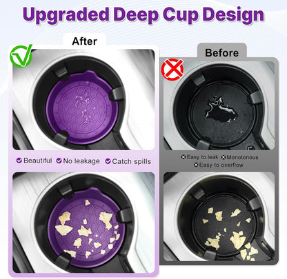 SINGARO Car Cup Holder Coaster, Silicone Cup Holder Insert, Universal Non-Slip Cup Holders, Car Accessories Interior for Women and Man Interior Sets 4 Pack Black