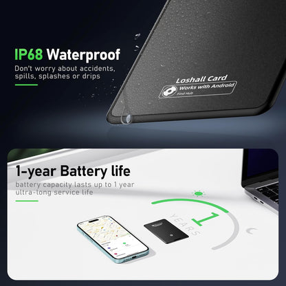 Wallet Tracker Card for Android UNASTUD Wallet Finder Work with Google Find Hub GPS Smart Tracking Card Tracker 1.8mm Thickness, IP68 Waterproof, 1-Year Battery Life for Wallet,Bag,Purse, Passport,etc