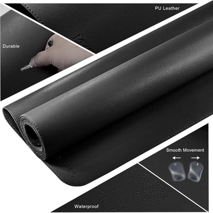 Mydours 40" x 20" Extra Large Desk Mat, PU Leather & Cork Desk Pad, Large XXL Desk Mouse Pad for Workstation, Office, Home, Computer Desk Mat with Keyboard & Mouse (Black)
