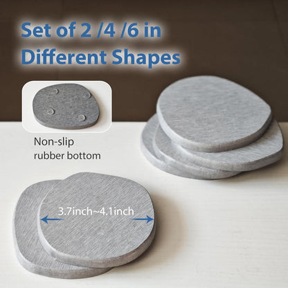 Diatomaceous Earth Coasters Set of 2 for Drinks, Moisture Water Absorbent Stone Coasters for Table Desk at Work, Water Absorbing Instant Drying Diatomite, Modern White