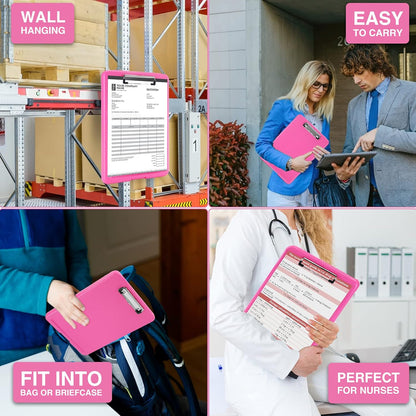 Sooez Clipboard with Storage, Plastic Storage Clipboards with Low Profile Clip, Nursing Clip Boards Foldable, Hanging Clipboard Case for Work, Teacher, Classroom Must Haves, Office School Supplies
