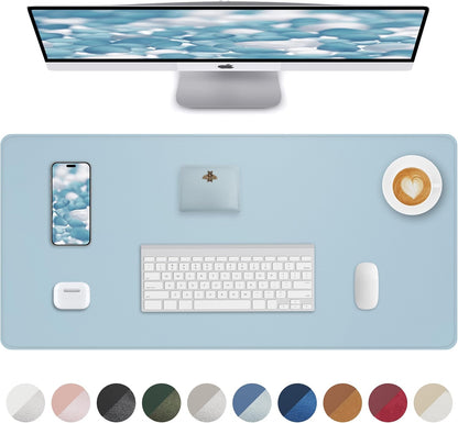 AFIING Desk Pad Protector 23.6" x 13.7" - Non-Slip Waterproof PU Leather Desk Mat for Mouse, Keyboard, Laptop, Office and Home Workspace (Beige)