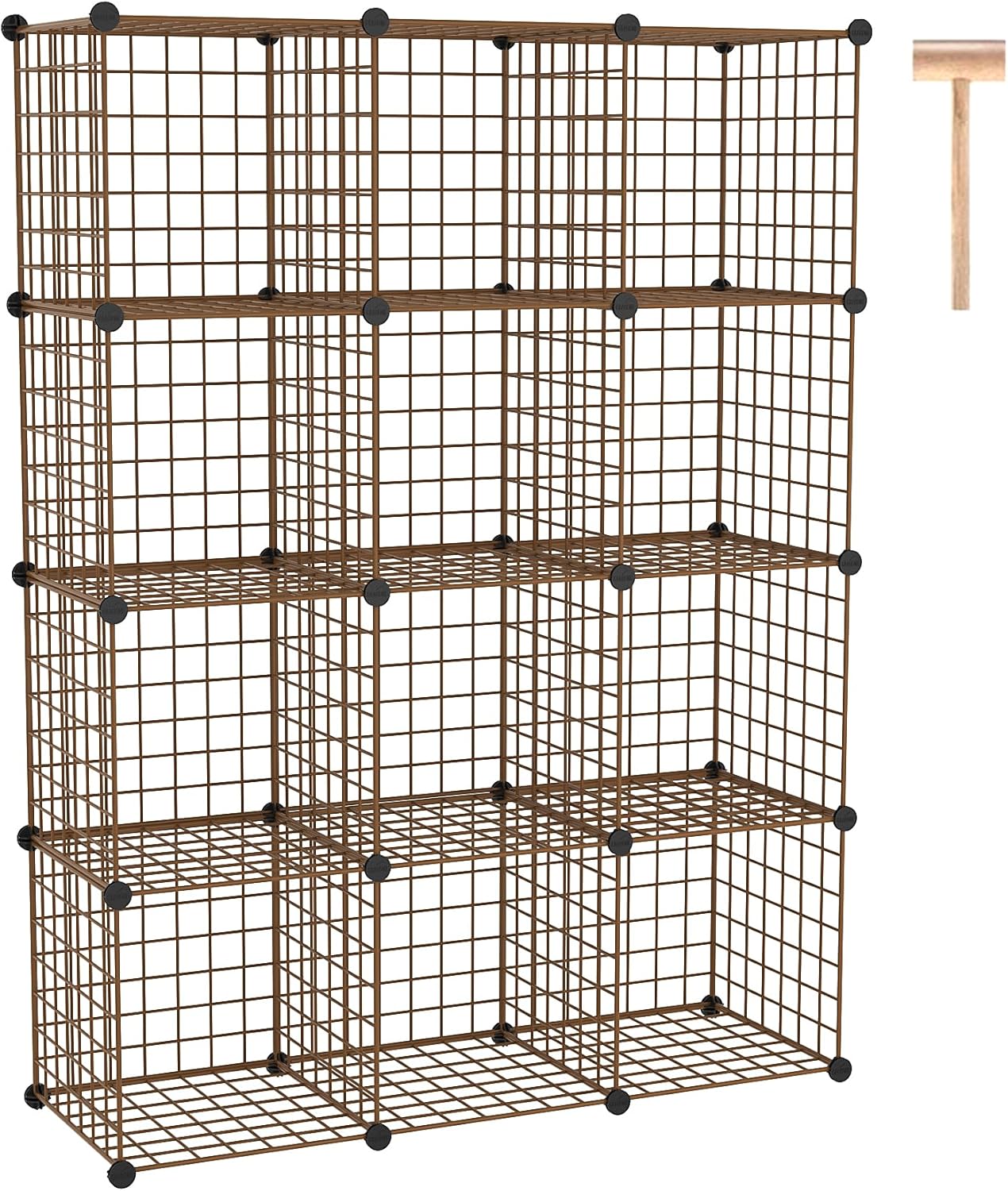 C&AHOME Wire Cube Storage, 12-Cube Storage Organizer Metal, C Grids Storage Bins Shelving, Modular Bookshelf Shelf, Closet Cabinet Ideal for Bedroom, Office 36.6”L x 12.4”W 48.4”H Black