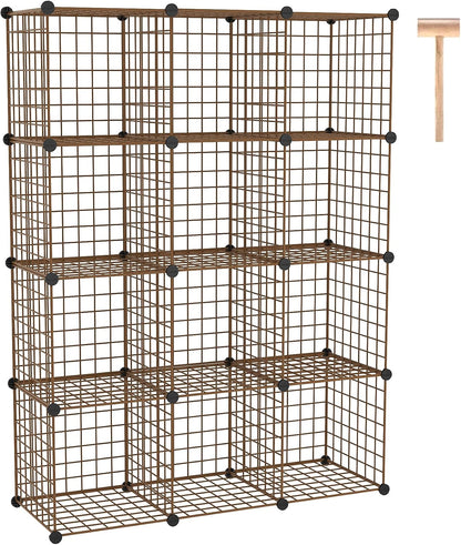 C&AHOME Wire Cube Storage, 12-Cube Storage Organizer Metal, C Grids Storage Bins Shelving, Modular Bookshelf Shelf, Closet Cabinet Ideal for Bedroom, Office 36.6”L x 12.4”W 48.4”H Black