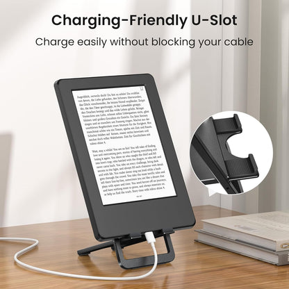 Itramax Tablet Stand for Desk,Foldable iPad Stand Desktop,Adjustable Portable Tabletop Nightstand Holder for Kindle Fire,Scribe,Paperwhite,iPhone 17 16 15,iPad Pro,Air,Mini,Samsung Galaxy Tab S10 S9